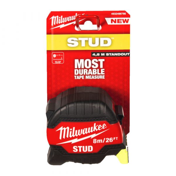 Рулетка магнитная MILWAUKEE, STUD (Gen 3), 8м/26фт (33мм)