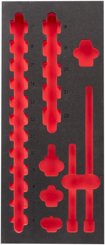 Ложемент для головок ShW 3/8" STD, (17шт) (45х175,8х417мм) для шаф металевих MILWAUKEE