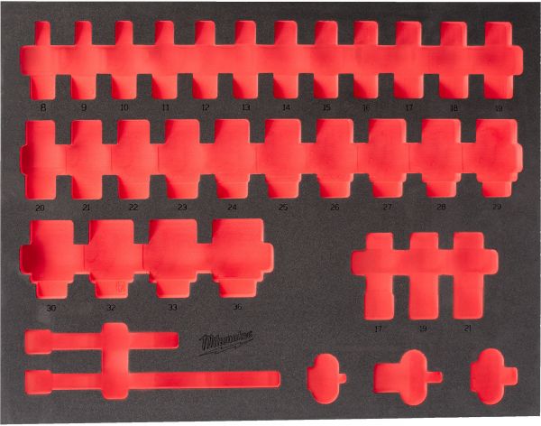Пінне вкладення з ложементом для головок подовжених ShW 1/2" SKT, (34шт) (45х536х417мм) для шаф металевих MILWAUKEE