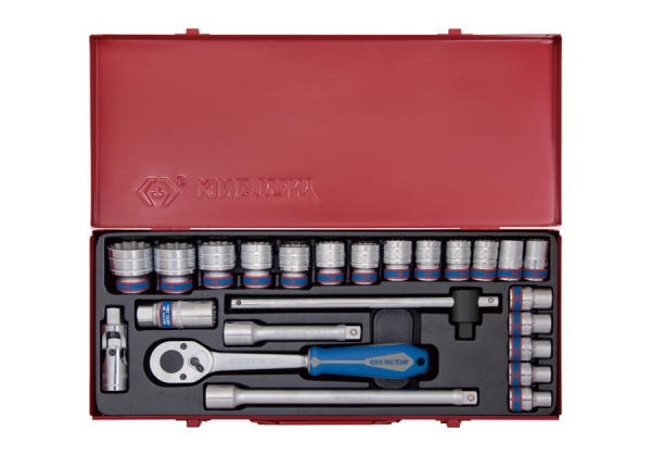 Набір головок 1/2" з принаддям 24 од. 6гр. 10-32мм. в металевому кейсі KING TONY