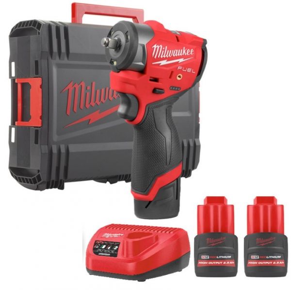 Гайковерт акумуляторний 3/8'' MILWAUKEE з кільцем M12 FSCIWF38-252X, 305Нм (зарядний пристрій, 2 акум. Х 2,5Аг, HDкейс)