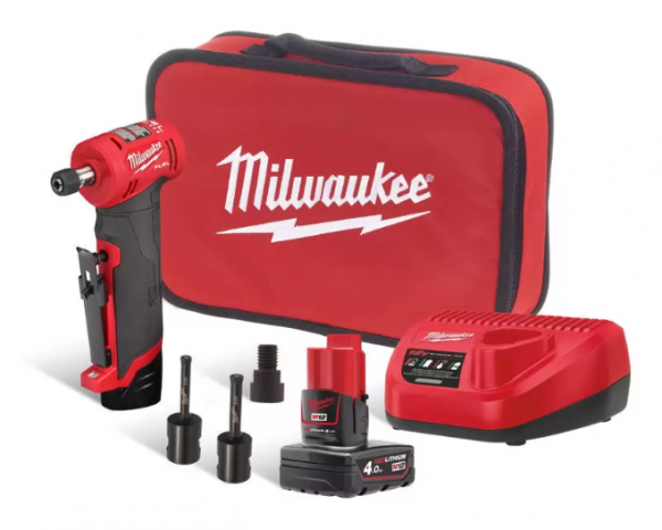 Шліфмашина кутова цангова акумуляторна MILWAUKEE M12 FDGA-422BA, (зарядний пристрій, аккумулятори М12 2 Аг та 4Аг , перехідник,