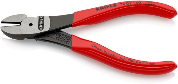Кусачки бокові (бокорізи) особливої потужності O3,1мм, 140мм KNIPEX 74 01 140, фосфатовані