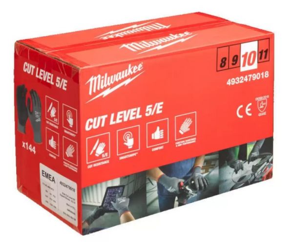 Рукавиці робочі MILWAUKEE, з опором порізам 5/Е рівня, розмір 7/S, (144 пари)