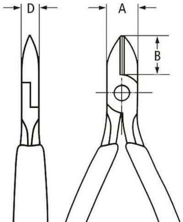 Кусачки бокові (бокорізи) для електроніки, діаметр 1,7мм, 125мм KNIPEX 76 81 125, фосфатовані