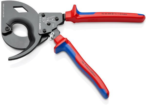 Ножиці для різання кабелів (за принципом тріскачки), діаметр 60мм / 600мм.кв., 320мм KNIPEX 95 32 320, фосфатовані