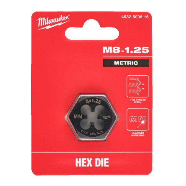 Плашка шестигранна MILWAUKEE, М8-1,25мм