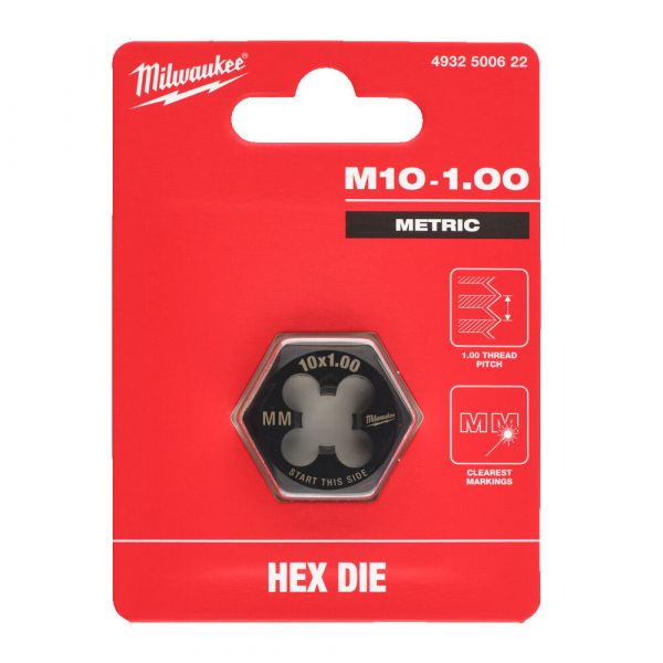 Плашка шестигранна MILWAUKEE, М10-1,00мм