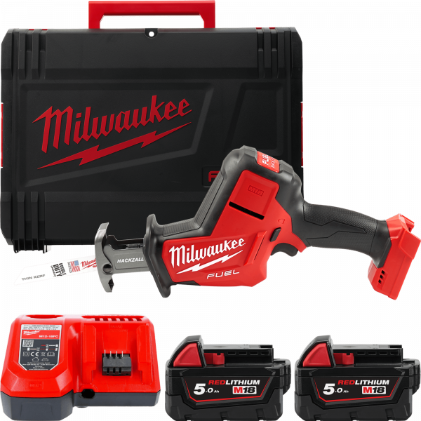 Пила шабельна акумуляторна MILWAUKEE, M18 FHZ-502X (зарядий пристрій M12-18 FC, 2 акумулятори М18 В5 5Аг, полотно, HDкейс)