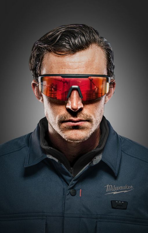 Окуляри захисні великого формату ENHANCED MILWAUKEE, з покриттям AS/AF (дзеркальні червоні)