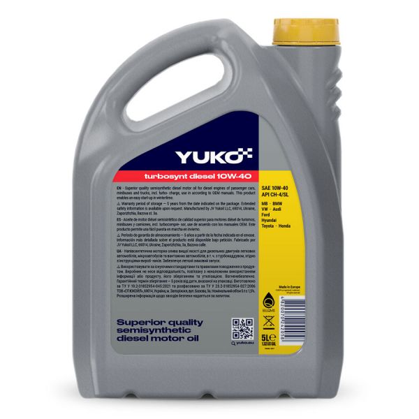 Масло моторное Turbosynt Diesel 10W-40 Yuko - 5 л канистра