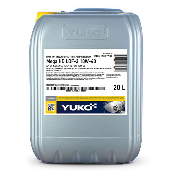 Олива моторна Mega HD LDF-3 10W-40 Yuko - 20 л каністра