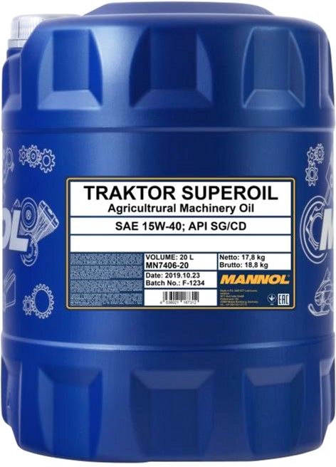 Масло моторное Traktor Superoil SAE 15W-40 Mannol - 10 л