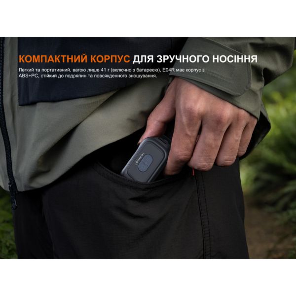 Ліхтар з кліпсою Fenix E04R, чорний