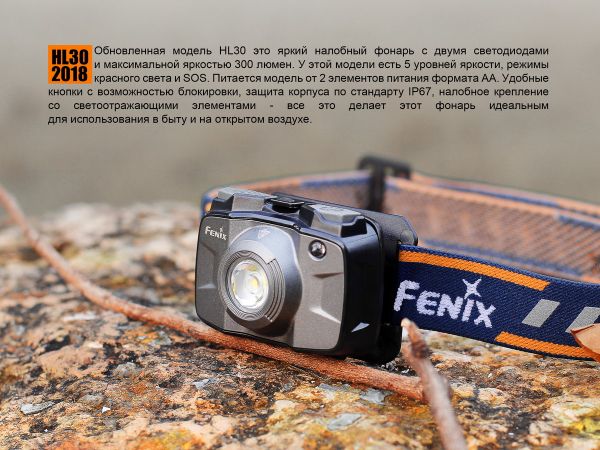 Ліхтар налобний Fenix HL30 2018 Cree XP-G3 сірий