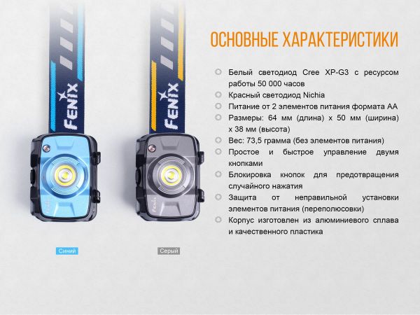 Ліхтар налобний Fenix HL30 2018 Cree XP-G3 сірий