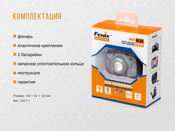 Ліхтар налобний Fenix HL30 2018 Cree XP-G3 сірий