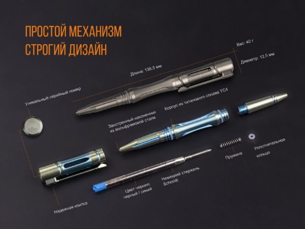 Набір ліхтар ручний Fenix F15 + Fenix T5Ti тактична ручка блакитна