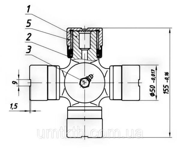 Крестовина кардана Т-150, КрАЗ, КАМАЗ-4310 (50х155) 150.36.013А