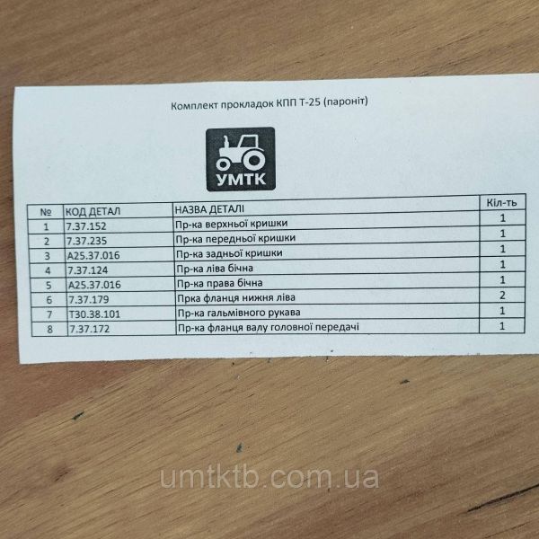 Комплект прокладок КПП Т-25 (паронит)