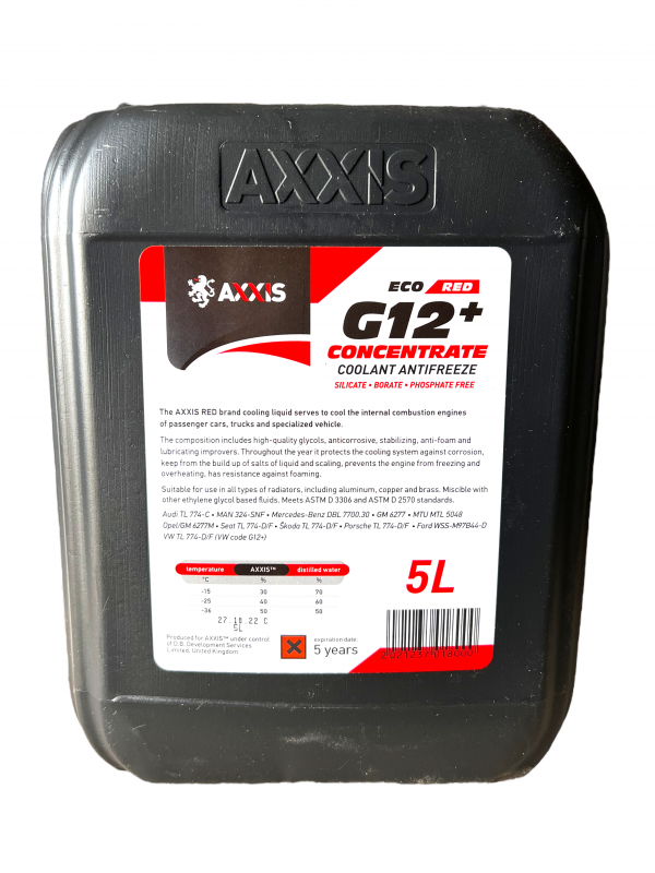 Антифриз концентрат Eco G12 червоний Axxis - 5 л