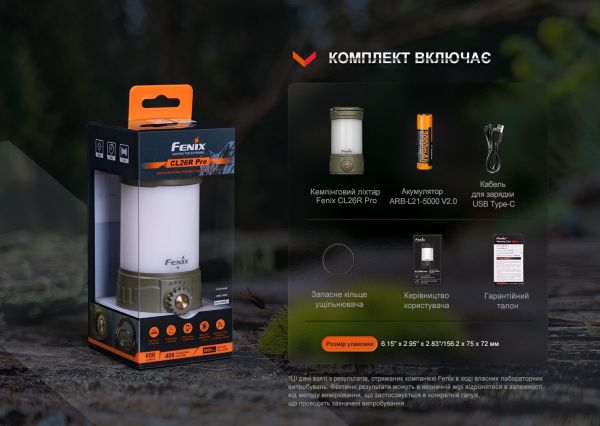 Ліхтар кемпінговий Fenix CL26R Pro, сірий камуфляж