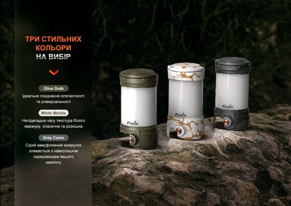 Ліхтар кемпінговий Fenix CL26R Pro, сірий камуфляж