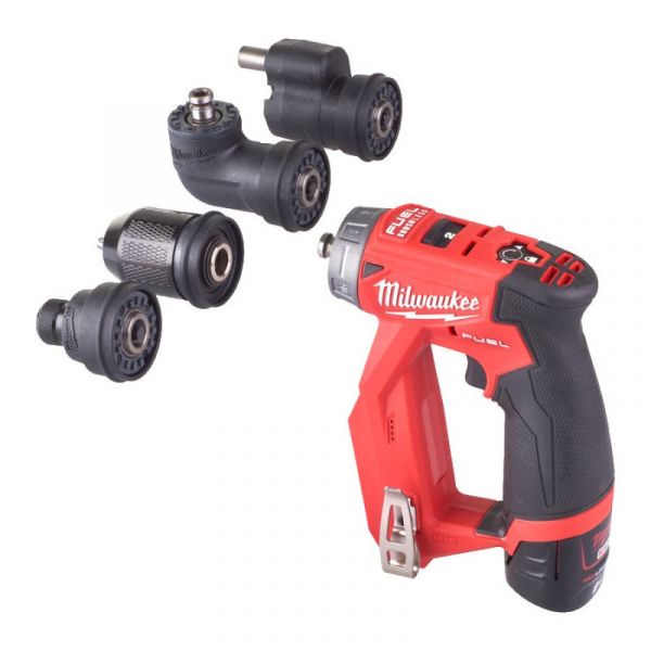 Дрель-шуруповерт аккумуляторный MILWAUKEE, M12 FDDXKIT-0X, 34Нм (4 насадки FIXTEC, HD кейс)