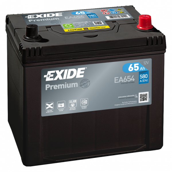 Акумулятор 65Ah-12v Exide PREMIUM (230х173х222), R, EN580, Азія (тип кріплення Korean B1)