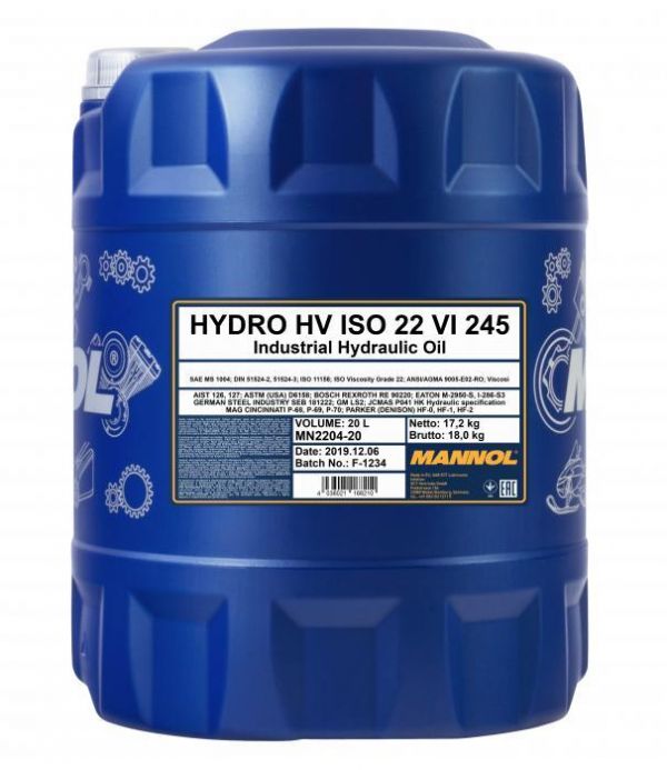 Гидравлическое масло HV ISO 22 Mannol - 10 л