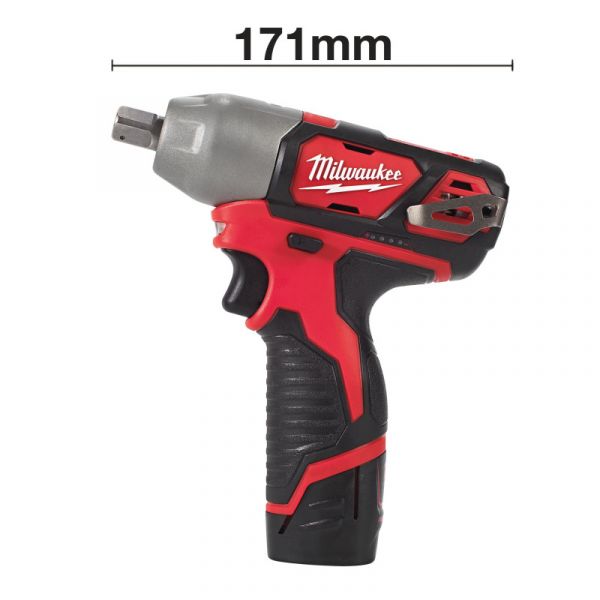 Гайкокрут акумуляторний 1/2" MILWAUKEE, M12 BIW12-202C, 138Нм, (+зар.пристрій, 2 акум.Х 2Аг, кейс)