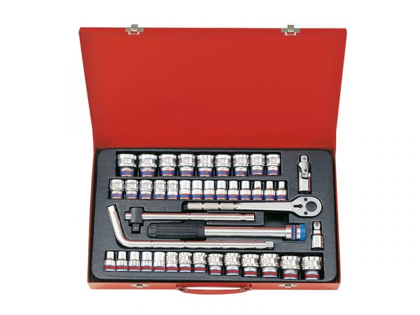 Набір головок 1/2" з принаддям 43 од. в металевому кейсі