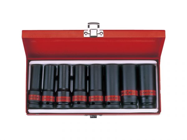 Набір головок ударних глибоких 1/2" дюйм 8 одиниць 1/2-15/16 в металевому кейсі
