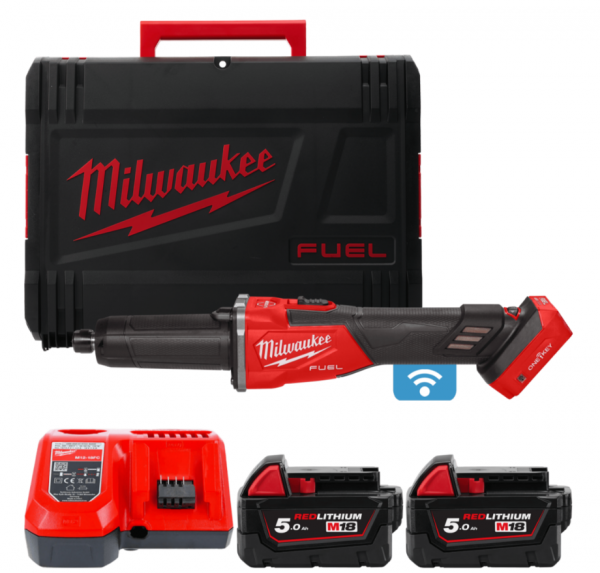 Шліфмашина пряма акумуляторна безщіткова MILWAUKEE, M18 FDGROVB-502X (зарядний пристрій M12-18 FC, 2 акумулятори М18 В5 5Аг, HDк