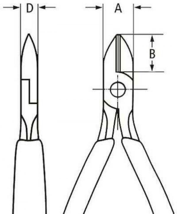 Кусачки бокові (бокорізи) для електроніки, діаметр 1,3мм, 125мм KNIPEX 75 12 125, фосфатовані