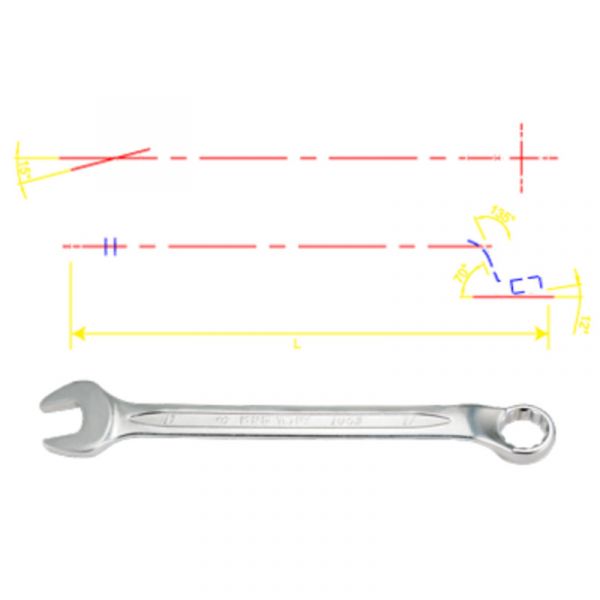 Ключ ріжково-накидний з вигином 45 градусів 7 мм