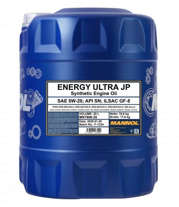 Олива моторна Energy Ultra JP SAE 5W-20 Mannol - 20 л