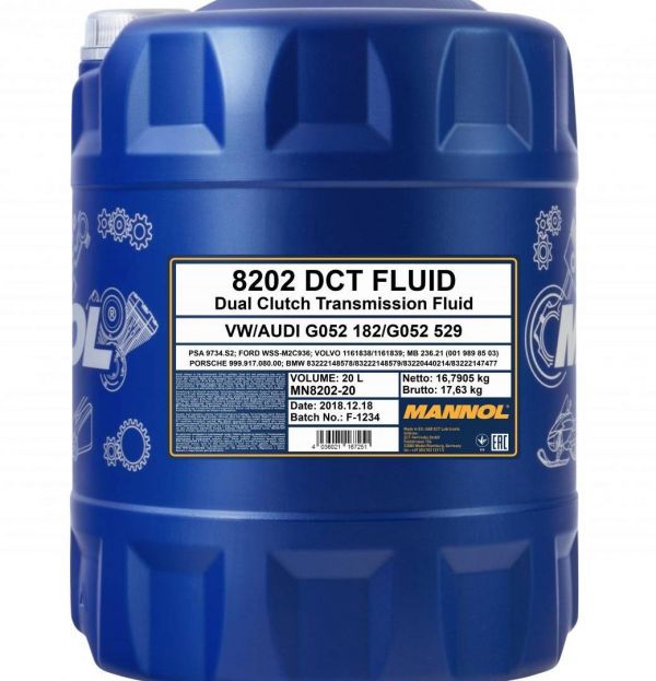 Трансмиссионное масло 8202 DCT Fluid/DSG Mannol - 10 л