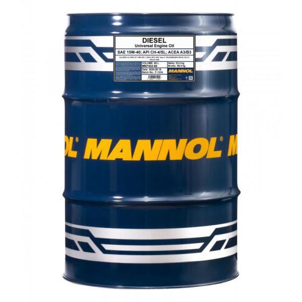 Масло моторное Diesel SAE 15W-40 Mannol - 60 л