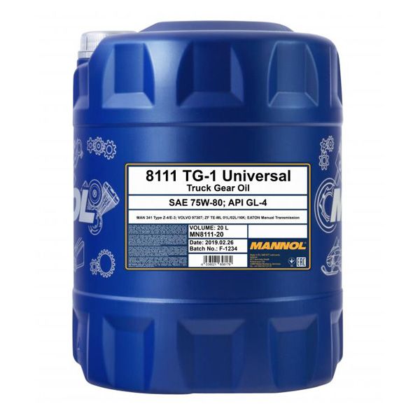 Трансмиссионное масло 8111 TG-1 Universal GL-4 SAE 75W-80 Mannol - 20 л