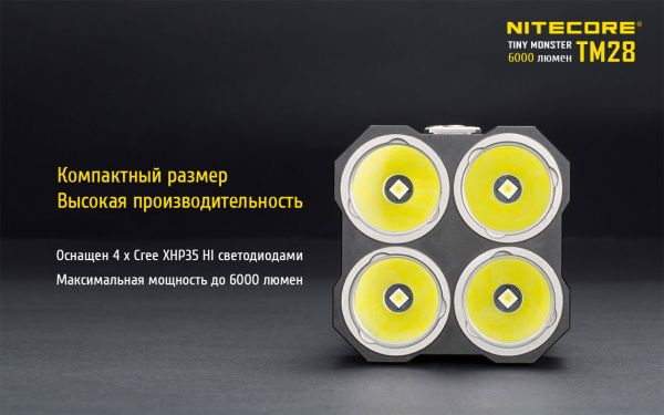 Фонарь Nitecore TM28 (4xCree XHP35 HI, 6000 люмен, 8 режимов, 4x18650)