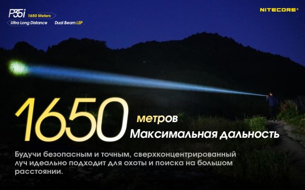 2в1 - Фонарь лазерный + заливной прожектор Nitecore P35i (3000 люмен, 13 режимов, 1x21700, USB Type-C), комплект