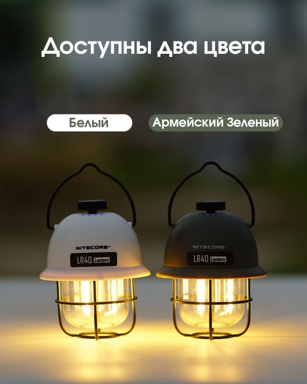 2в1 - Фонарь кемпинговый + Power Bank Nitecore LR40 (100 люмен, USB Type-C), белый