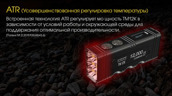 Фонарь Nitecore TM12K с OLED дисплеем (6xCree XHP50 HD, 12000 люмен, 5 режимов, USB Type-C)