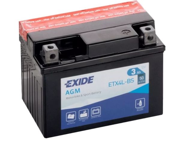 Акумулятор 3Ah-12v Exide AGM (ETX4L-BS) (113х70х85) R, EN50