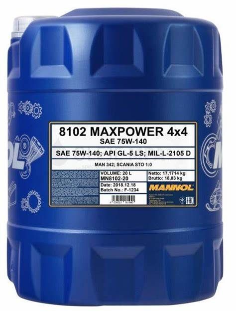 Трансмиссионное масло Maxpower 4x4 SAE 75W-140 Mannol - 20 л