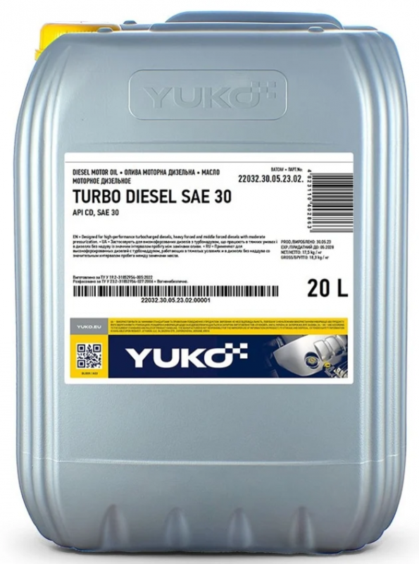 Олива моторна Turbo Diesel SAE 30 Yuko - 20 л каністра