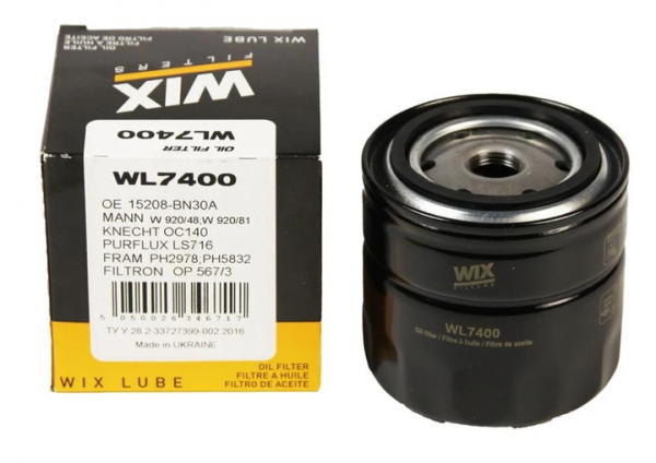 Фільтр оливний двигуна NISSAN PRIMERA WL7400/OP567/3 (вир-во WIX-FILTERS UA) 
